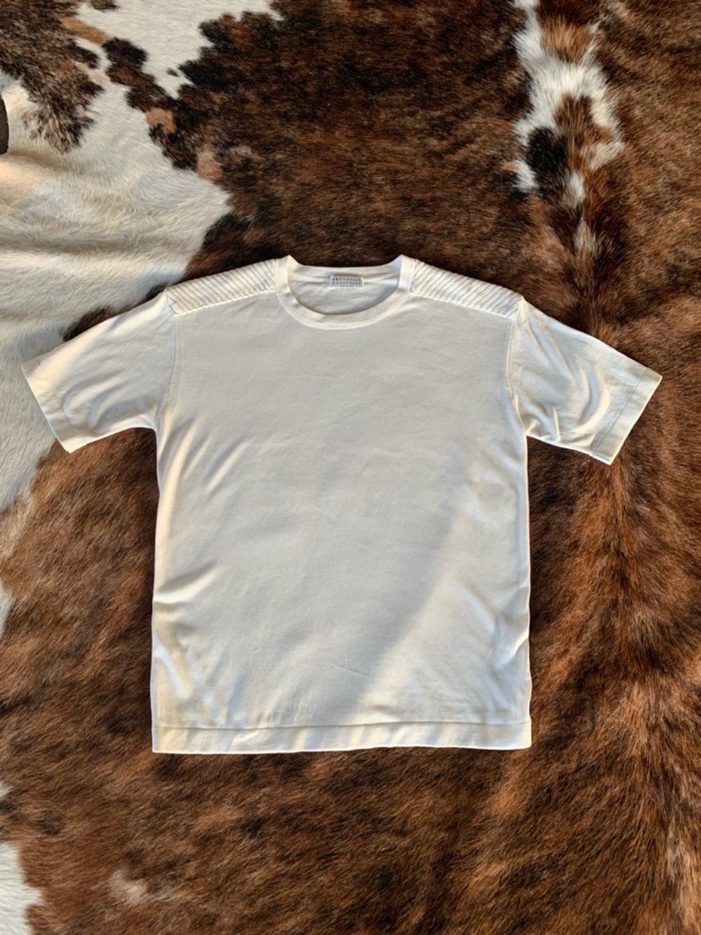 Brunello Cucinelli Ivory Crew Neck Short Sleeve Tee